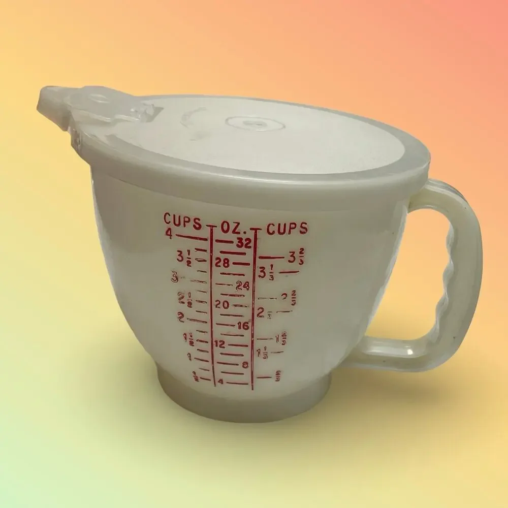 Tupperware 4 Cup Measuring Pitcher Red Lettering Mix N Stor 1288 Lid 1289 VTG